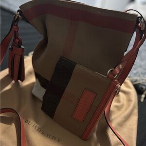 Burberry Brown and Red Shoulder Bag